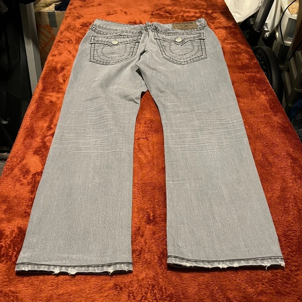 True Religion Brand Jeans Mens Size 38 Grey Relaxed Fit‎ Denim Pants rocky cove